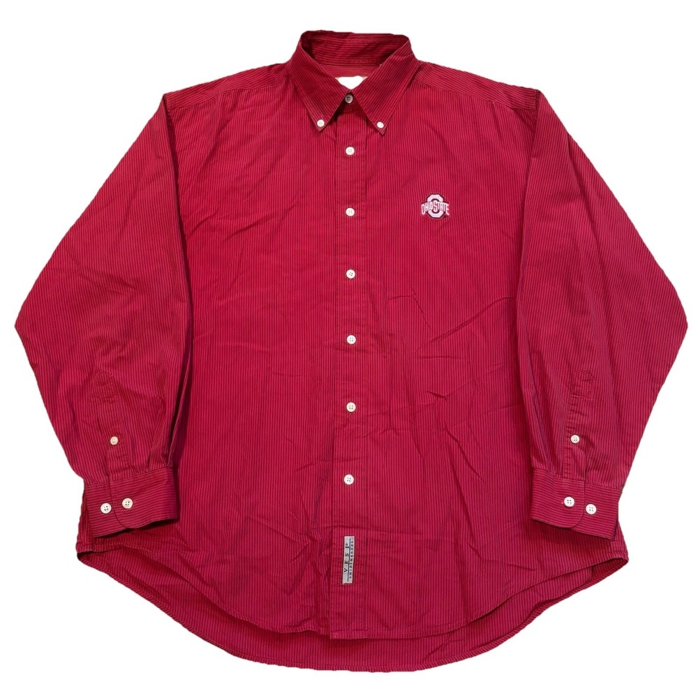Vintage Vesi Sportswear Ohio State Buckeye Shirt Men Large Button Down Pinstripe